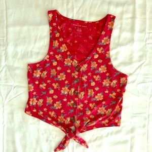 Cropped button down tank top